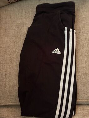 adidas Black Jogger Sweatpants with White Three-Stripes